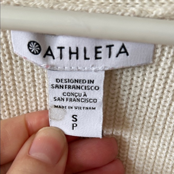 Athleta Hanover Wool blend  V-Neck Sweater Ivory size S - Picture 6 of 8